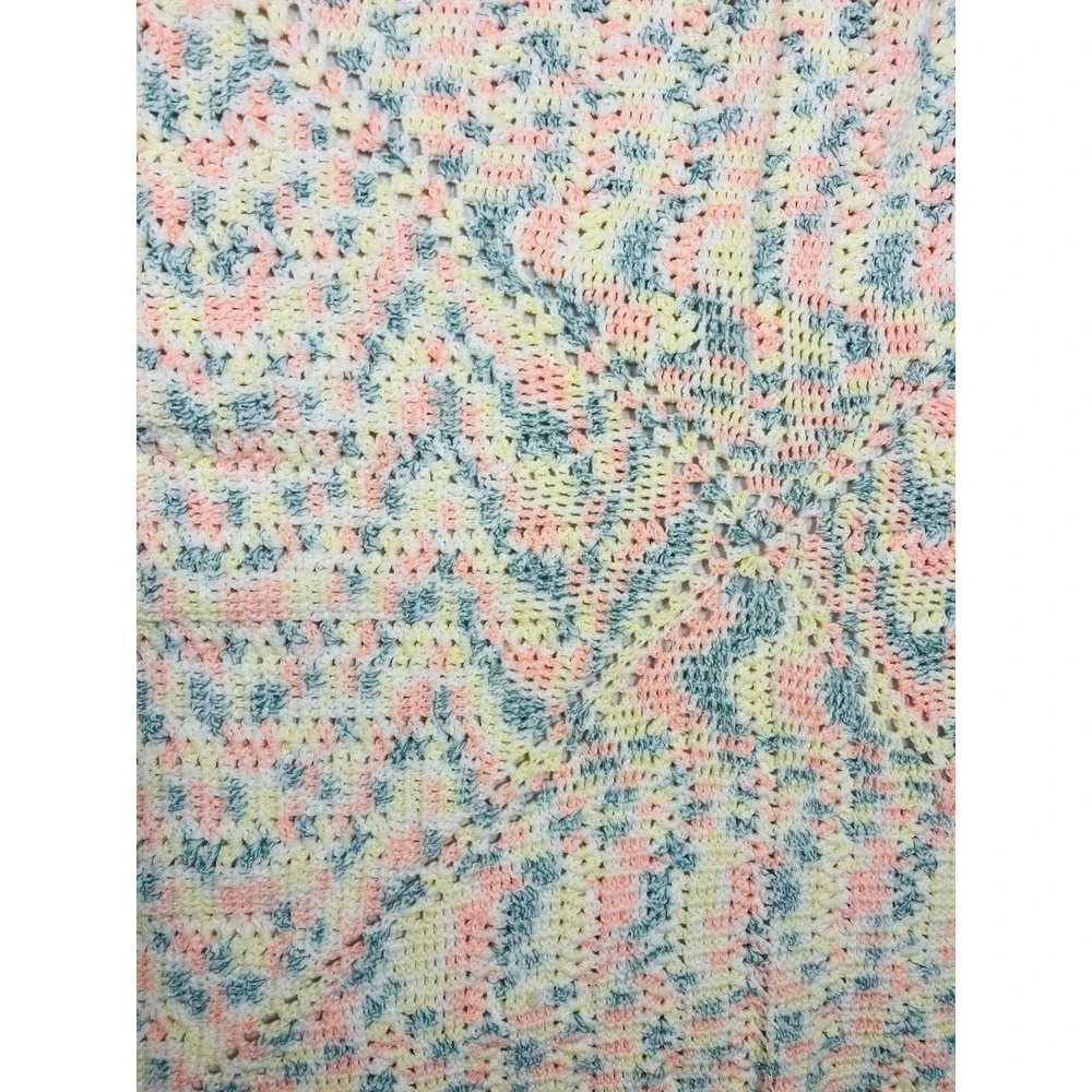 Crochet Afghan Baby Blanket Throw 45x40 Multi Crib Nap Nursery Handmade Swaddle